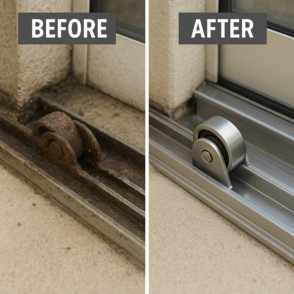 Sliding door track repair